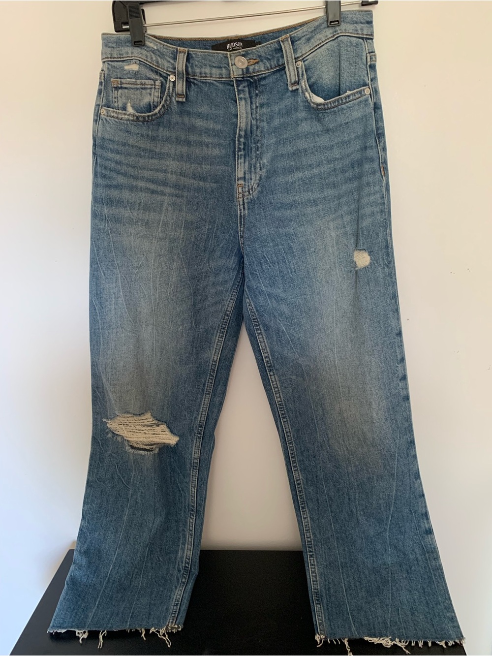 Hudson Jeans Light Blue High-Rise Wide Leg Distressed Jeans